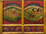 Multi-color Tibetan Horses Deer Motif Credenza Table Cabinet GB047S