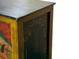 Multi-color Tibetan Horses Deer Motif Credenza Table Cabinet GB047S