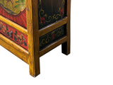 Multi-color Tibetan Horses Deer Motif Credenza Table Cabinet GB047S