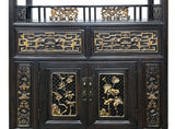Vintage Brown Oriental Golden Relief Motif Display Curio Cabinet Bookcase GB049S