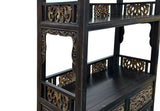 Vintage Brown Oriental Golden Relief Motif Display Curio Cabinet Bookcase GB049S