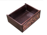 Vintage Brown Oriental Golden Relief Motif Display Curio Cabinet Bookcase GB049S