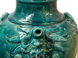 Chinese Dark Teal Green Wine Medicine Herbs Storage Ceramic Jar ws4934S