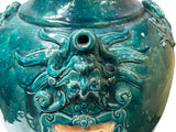 Chinese Dark Teal Green Wine Medicine Herbs Storage Ceramic Jar ws4934S