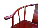Pair Chinese Horseshoes Back Reddish Brown Stain Armchairs GB046S