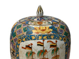 Vintage Polychrome Dutch Sailing Ships Graphic Porcelain Art Jar GB888S