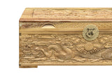 Light Tan Brown Dragon Carving Camphor Wood Trunk Chest GB073S