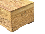 Light Tan Brown Dragon Carving Camphor Wood Trunk Chest GB073S