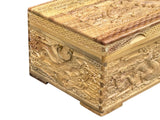Light Tan Brown Dragon Carving Camphor Wood Trunk Chest GB073S