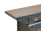 Chinese Black Brown Golden Graphic Low Sideboard Console Table Cabinet GB029S