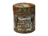 Vintage Chinese Enamel Figural Ground Canton Porcelain Round Container Jar GB841S