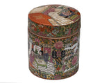 Vintage Chinese Enamel Figural Ground Canton Porcelain Round Container Jar GB841S