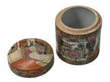 Vintage Chinese Enamel Figural Ground Canton Porcelain Round Container Jar GB841S