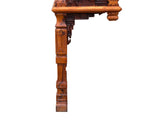 Vintage Two Brown Wood Tone Relief Carving Motif Oriental Console Altar Table GB050S