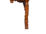 Vintage Two Brown Wood Tone Relief Carving Motif Oriental Console Altar Table GB050S