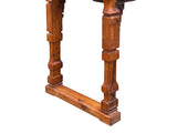 Vintage Two Brown Wood Tone Relief Carving Motif Oriental Console Altar Table GB050S