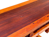 Vintage Two Brown Wood Tone Relief Carving Motif Oriental Console Altar Table GB050S