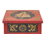 Oriental Red Black Doors Golden Flowers Graphic End Table Nightstand GB069S