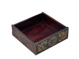 Oriental Red Black Doors Golden Flowers Graphic End Table Nightstand GB069S