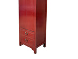 Oriental Slim Red Lacquer Moon Face Narrow Tall Storage Cabinet GB038S