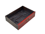 Oriental Slim Red Lacquer Moon Face Narrow Tall Storage Cabinet GB038S