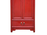Oriental Classic Slim Red Lacquer Narrow Tall Storage Cabinet GB037S