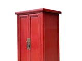 Oriental Classic Slim Red Lacquer Narrow Tall Storage Cabinet GB037S