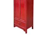 Oriental Classic Slim Red Lacquer Narrow Tall Storage Cabinet GB037S