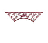 Chinese Reddish Brown Flower Ducks Geometric Round Arch Wood Room Divider GB100S