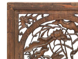 Chinese Square Flower Lotus Birds Wooden Wall Plaque Panel GB103S