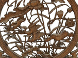 Chinese Square Flower Lotus Birds Wooden Wall Plaque Panel GB103S