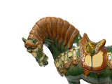 Oriental Ceramic Sancai Green Brown Beige Fengshui Artistic Figure GB754S