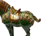 Oriental Ceramic Sancai Green Brown Beige Fengshui Artistic Figure GB754S