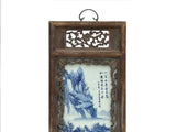 Vintage Rustic Blue White Scenery Porcelain Painting Wall Panel GB072S