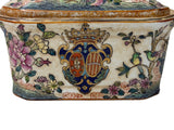 Vintage Famille Rose Enamel Flower Bird Rectangular Porcelain Box GB877S