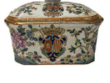 Vintage Famille Rose Enamel Flower Bird Rectangular Porcelain Box GB877S