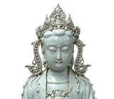 Pale Celadon White  GuanYin Bodhisattva Tong Style Porcelain Statue GB078S