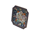 Vintage Deep Blue Flower Birds Square Ceramic Display Tray GB731S