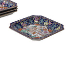 Vintage Deep Blue Flower Birds Square Ceramic Display Tray GB731S