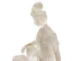 White Crystal Glass Liuli Pate-de-Verre Manjushri Kwan Yin Bodhisattva Statue GB026S