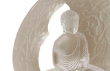 White Crystal Glass Liuli Pate-de-Verre Arch Backdrop Buddha Statue GB027S