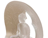 White Crystal Glass Liuli Pate-de-Verre Arch Backdrop Buddha Statue GB027S