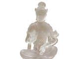 White Crystal Glass Liuli Pate-de-Verre Kwan Yin Bodhisattva on Elephant Statue GB025S