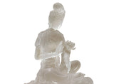 White Crystal Glass Liuli Pate-de-Verre Kwan Yin Bodhisattva on Elephant Statue GB025S