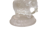 White Crystal Glass Liuli Pate-de-Verre Kwan Yin Bodhisattva on Elephant Statue GB025S