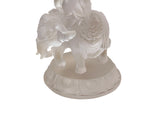 White Crystal Glass Liuli Pate-de-Verre Kwan Yin Bodhisattva on Elephant Statue GB025S