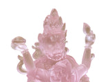 4" Pink Crystal Glass Tibetan Fortune Double Body Deity Zambala Figure GB057S