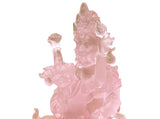 4" Pink Crystal Glass Tibetan Fortune Double Body Deity Zambala Figure GB057S