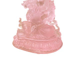 4" Pink Crystal Glass Tibetan Fortune Double Body Deity Zambala Figure GB057S