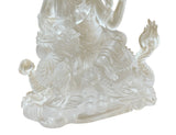 4" White Crystal Glass Tibetan Fortune Double Body Deity Zambala Figure GB059S